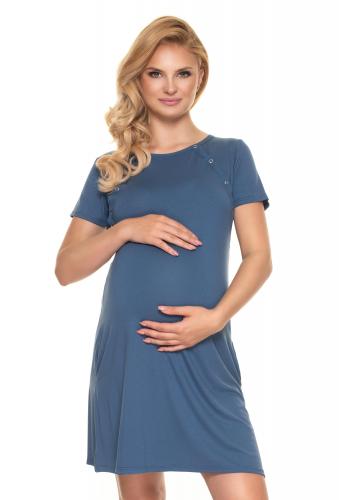 Těhotenská a kojící košile na zapínání z obou stran v modré barvě