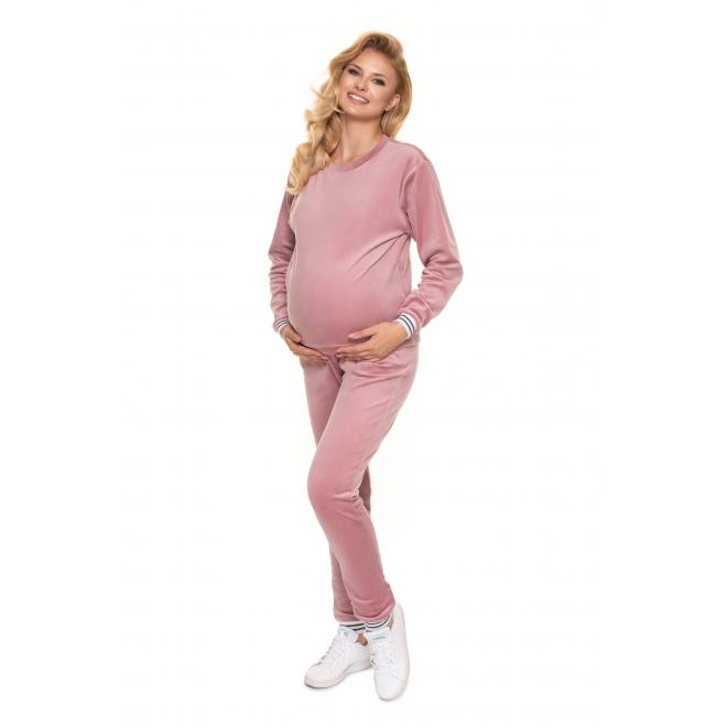 Levně Dámská velurová noční souprava v růžové barvě pro těhotné, PKB1259 0200 L/XL
