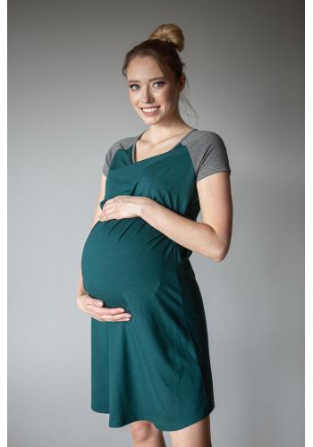 Těhotenská a kojící noční košile zelené barvy