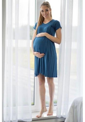 Modrá těhotenská a kojící košile s kojeneckou vložkou