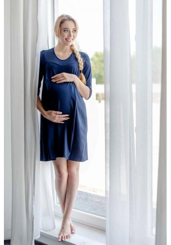 Modrá pohodlná těhotenská a kojící košile