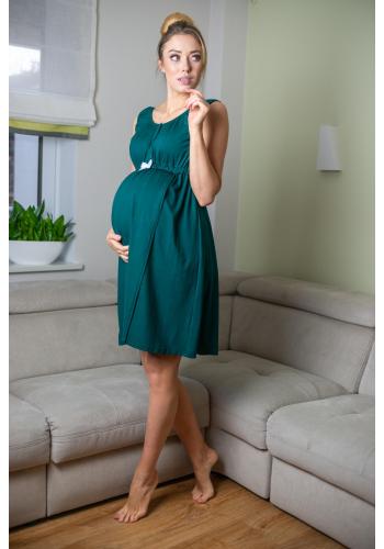 Zelená těhotenská a kojící noční košilka s mašličkou