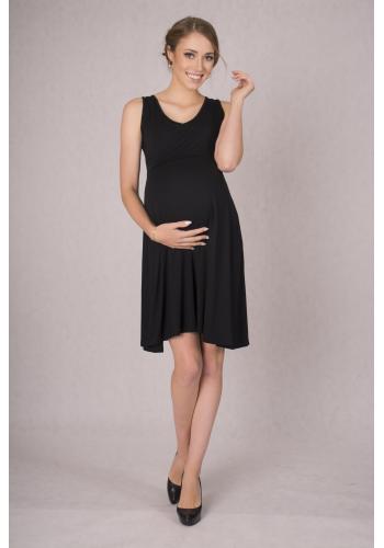 Volné elegantní černé těhotenské a kojící šaty