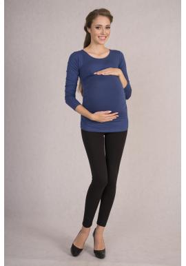 Těhotenská halenka s dlouhými rukávy v modré barvě