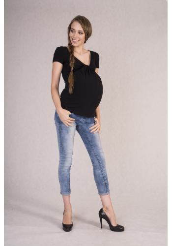 Dámské těhotenské triko s krátkým rukávem v černé barvě