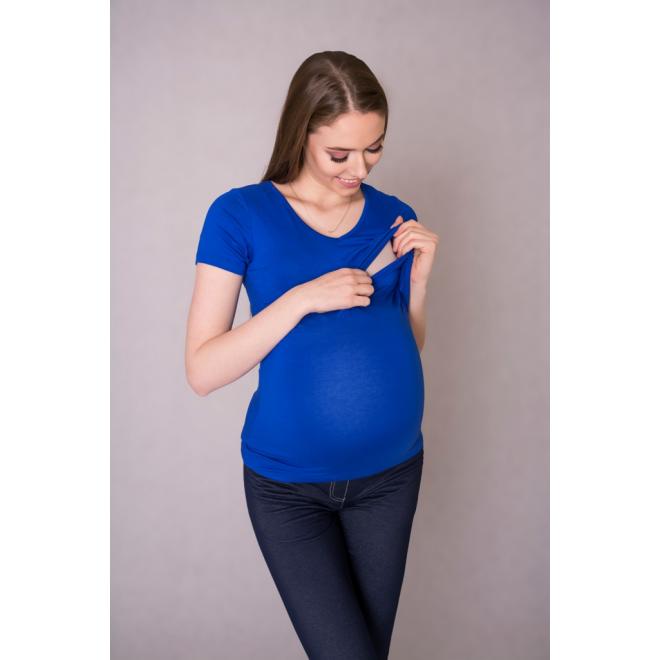Klasická modrá těhotenská a kojící halenka