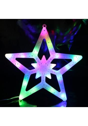 Vánoční visící ozdoba ve tvaru hvězdy s barevnými LED světýlky