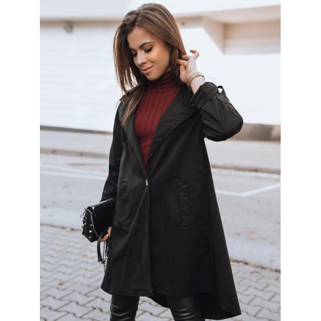 Černý oversize kabát s rozparkem vzadu pro dámy