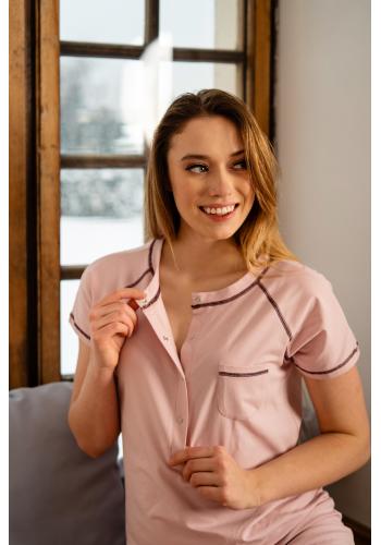 Růžová noční košile pro těhotné a kojící ženy