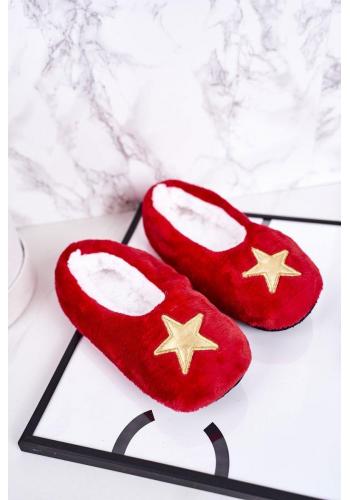 Vánoční teplé pantofle s hvězdičkou červené barvy