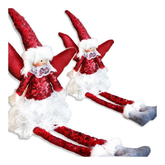 Levně Červený vánoční anděl s visícími nohama, ASN02CZE