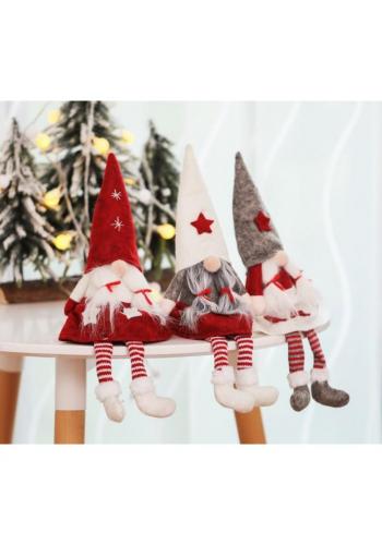 Plyšový vánoční skřítek v bílé barvě s visícími nohama