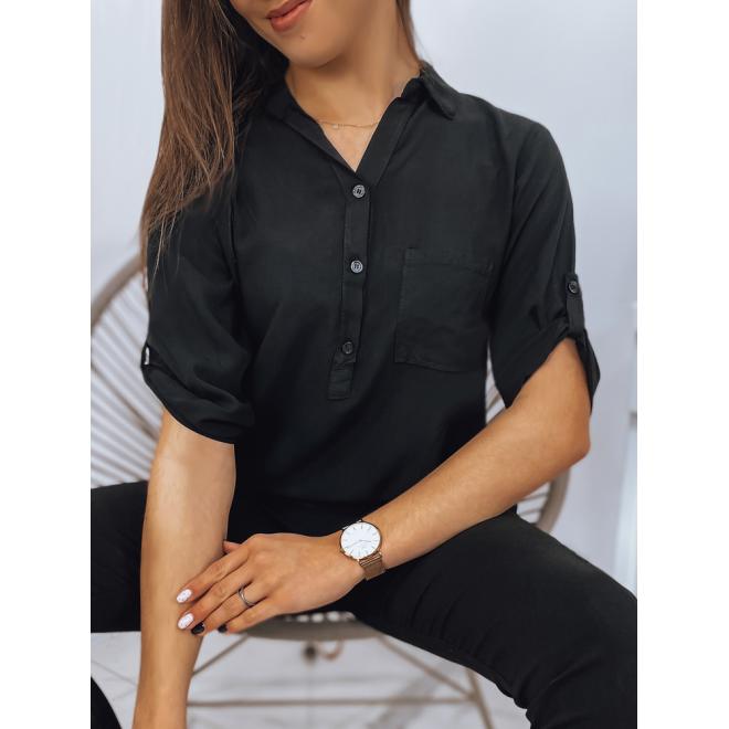 Asymetrická dámská košile černé barvy s regulovanými rukávy