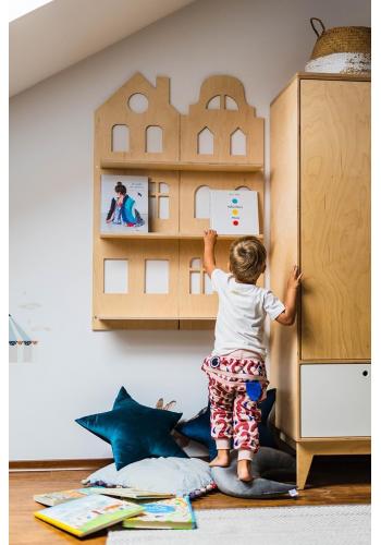 Dětská třípatrová závěsná police na knihy a hračky