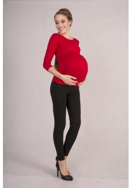 Těhotenská halenka s dlouhými rukávy v červené barvě