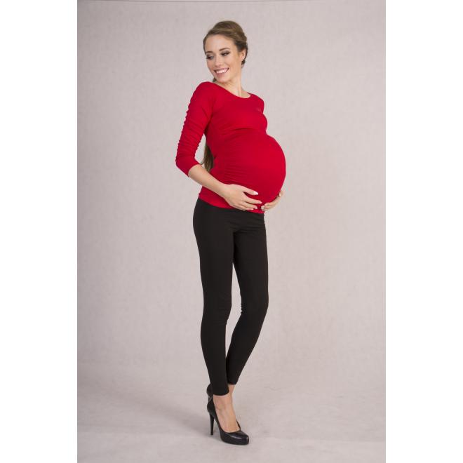 Těhotenská halenka s dlouhými rukávy v červené barvě