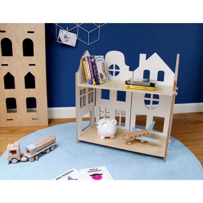 Dětský dřevěný domeček 3v1 - domeček, paravan, knihovna