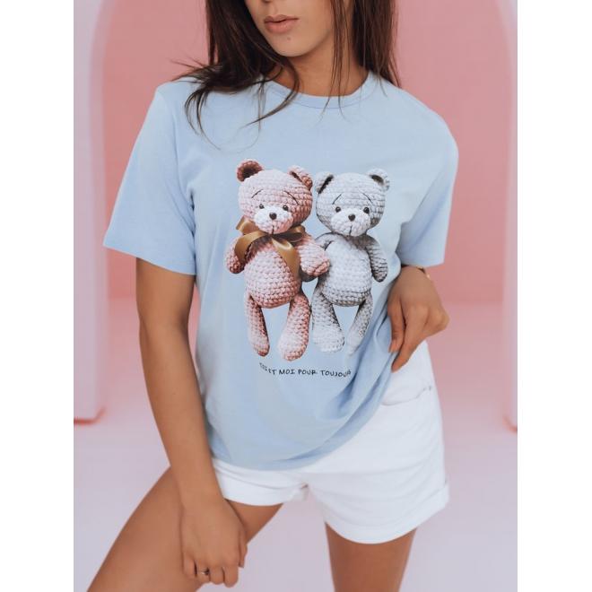 Světle modré volnější triko s potiskem medvídků pro dámy