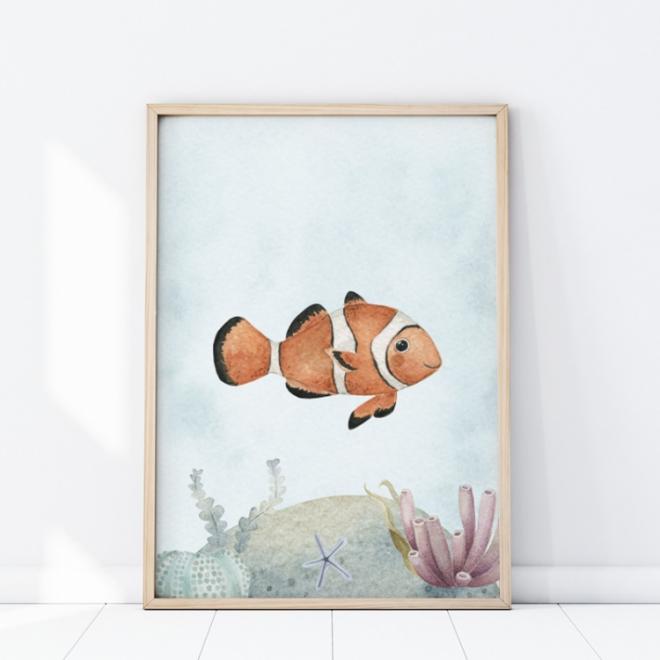 Levně Nástěnný dětský plakát s obrázkem ryby, P400 61 x 91