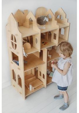 Dětský dřevěný paravan - domeček pro panenky (4v1)