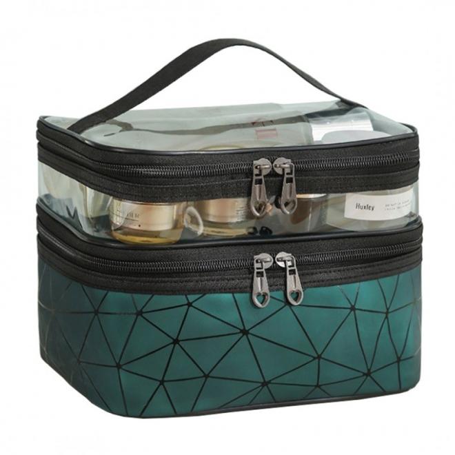Levně Cestovní kosmetická taška v zelené barvě se vzorem, KS35WZ1