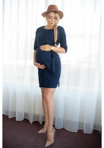 Pohodlné modré těhotenské a kojící šaty ve výprodeji