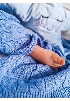 Modrá dětská pletená deka