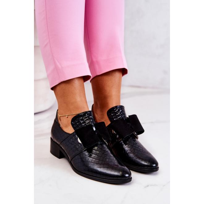 Levně Černé kožené boty na nízkém podpatku pro dámy, 4039 BLK KROK 2__18252-35 35