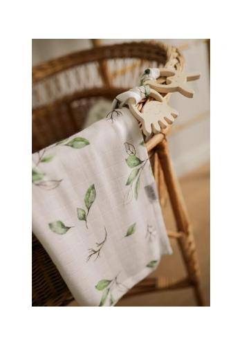 Dětská mušelínovýco - bambusová letní deka s motivem lístků