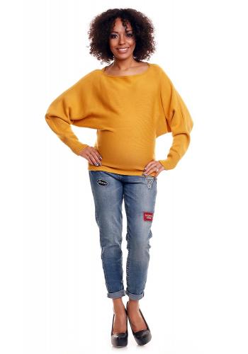 Neónovo korálový oversize sveter pre tehotné