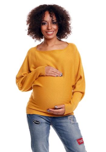 Těhotenský hořčičný oversize svetr