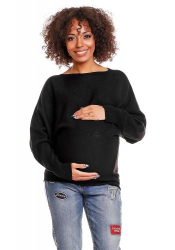 Těhotenský černý oversize svetr