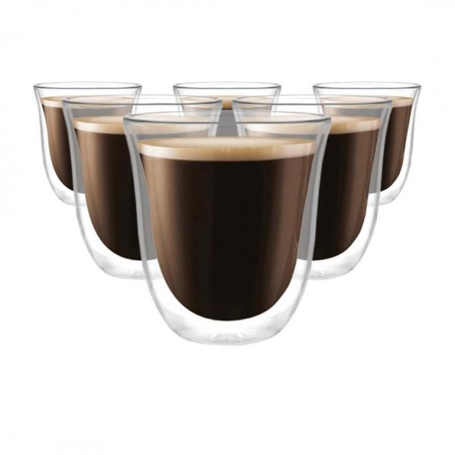 Levně Sada šesti termo sklenic na kávu - 220 ml, SZK30ZESTAW6