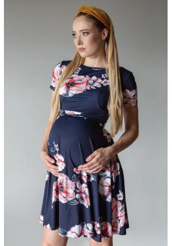 Modré květinové šaty pro těhotné a kojící ženy