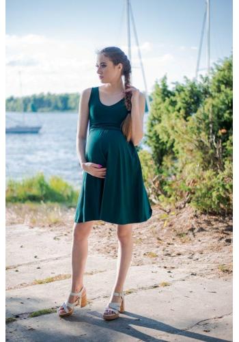 Volné elegantní zelené těhotenské a kojící šaty