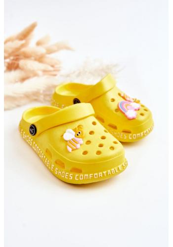 Dětské žluté pantofle s ozdobou
