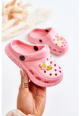 Dívčí růžové pantofle s ozdobou
