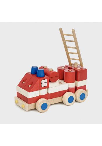 Dětské dřevěné hasičské auto z kostek