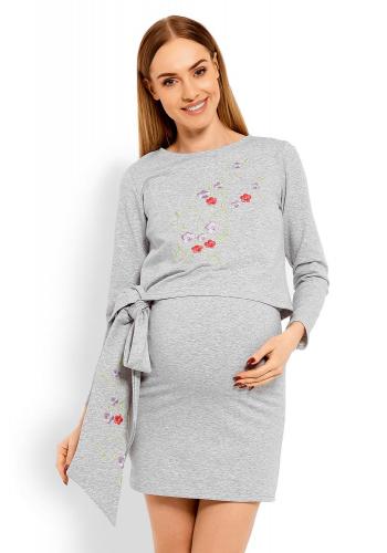 Tehotenské a dojčiace šaty s rozšírenou skladanou sukňou v modrej farbe