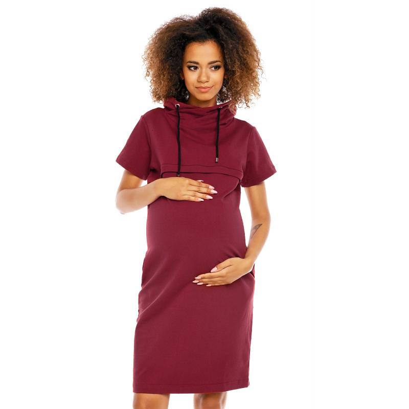 Tehotenské a dojčiace šaty s krátkym rukávom v cappuccinovej farbe