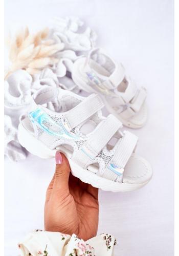 Trendy dětské sportovní sandály se suchým zipem v bílé barvě