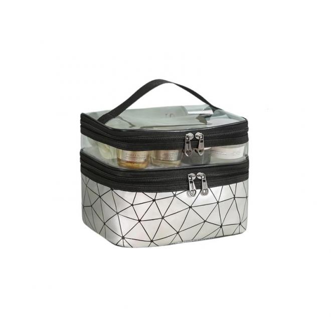 Levně Kosmetická stříbrná taška se vzorem, KS35WZ4
