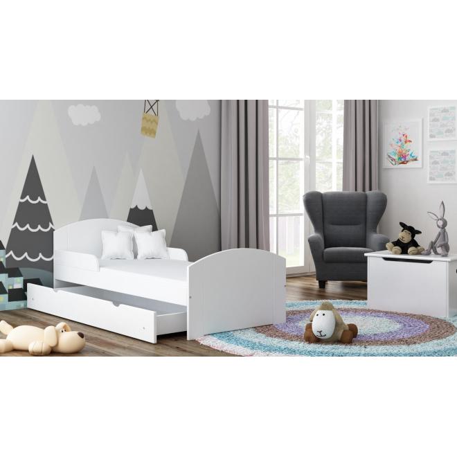 Levně Jednolůžková dětská postel - 180x90 cm, MW12 BILI Bílá S funkcí spaní (bez matrace) Standardní bariéry