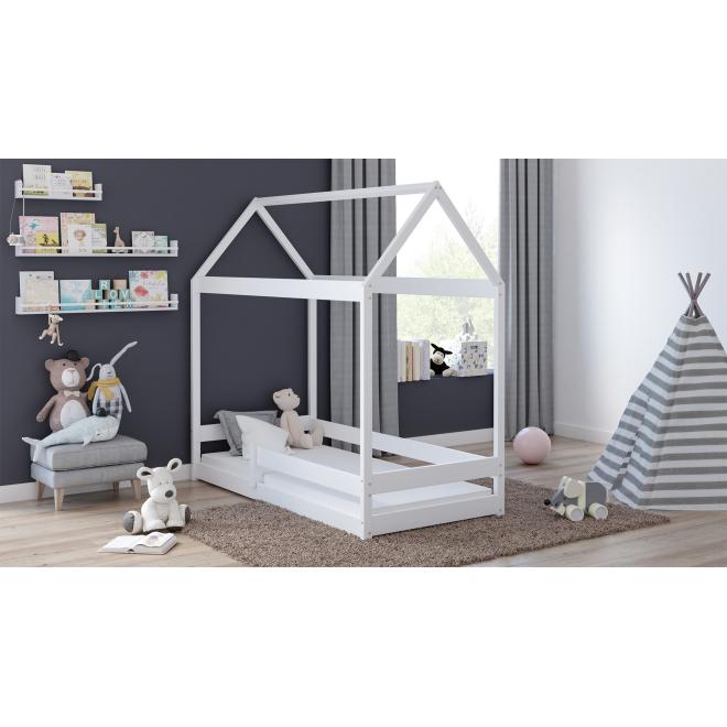 Levně Jednolůžková domková postel pro děti - 190x90 cm, MW32 DOMEK MIŚ Bílá Standardní bariéry