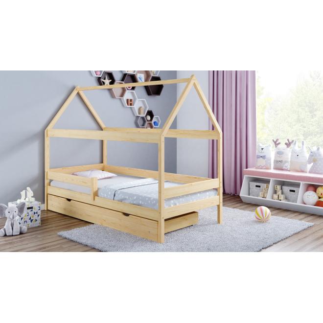Levně Jednolůžková dětská postel domeček - 160x80 cm, MW34 DOMEK PLUS Borovice S funkcí spaní (bez matrace) Standardní bariéry