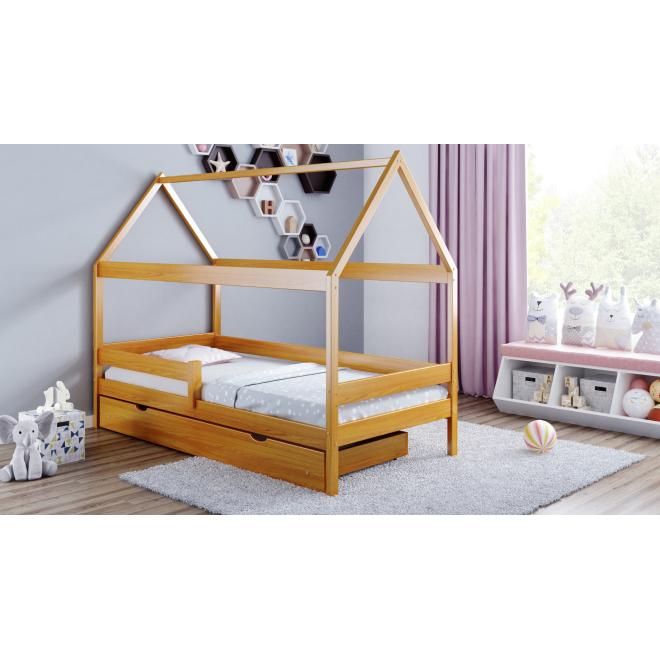 Dětská domková postel - 190x80 cm, MW37 DOMEK PLUS Olše S funkcí spaní (bez matrace) Výměna krátké bariéry za odnímatelnou