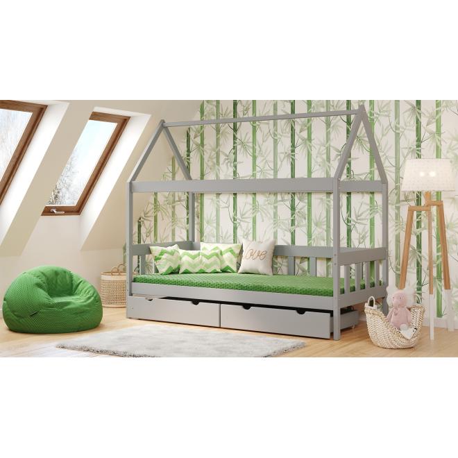 Levně Dětská postel v podobě domečku - 190x80 cm, MW43 DOMEK SKRZAT Šedá S funkcí spaní (bez matrace) Bez bariéry