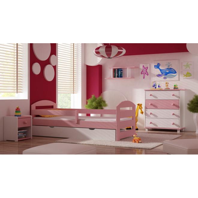 Levně Jednolůžkové dětské postele - 180x90 cm, MW54 KAMI PLUS Borovice Jeden na kolečkách Standardní bariéry