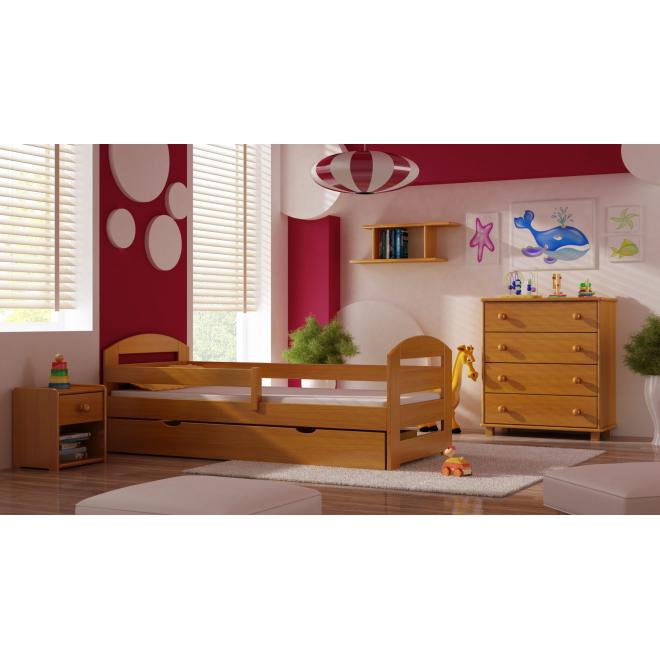 Levně Dřevěná jednolůžková postel pro děti - 190x80 cm, MW55 KAMI PLUS Olše S funkcí spaní (bez matrace) Standardní bariéry