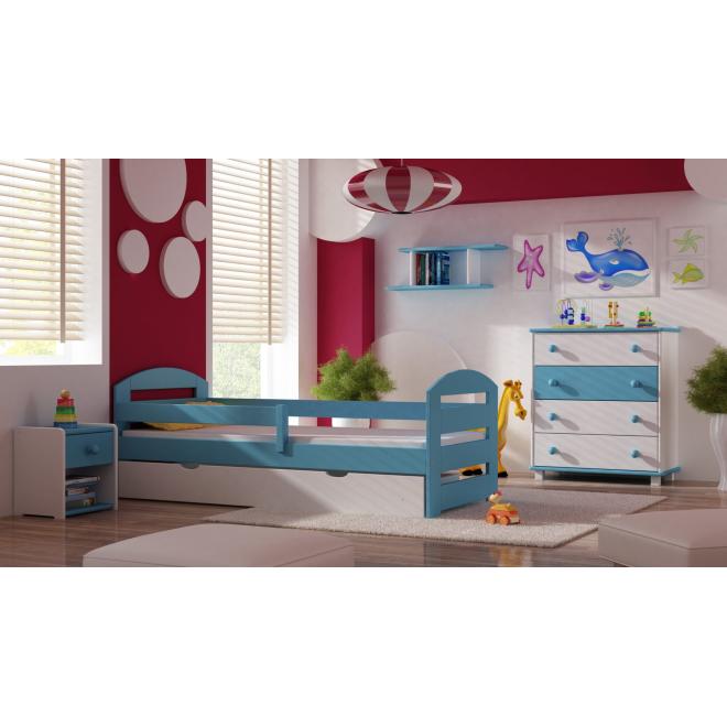Jednolůžková dřevěná postel pro děti - 190x90 cm, MW56 KAMI PLUS Zelená Jeden na kolejničkách Standardní bariéry